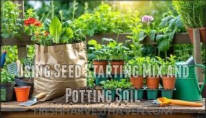 using seed starting mix and potting soil