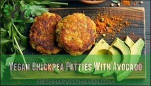 vegan chickpea patties with avocado