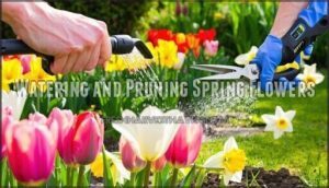 watering and pruning spring flowers