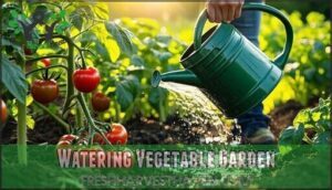 watering vegetable garden