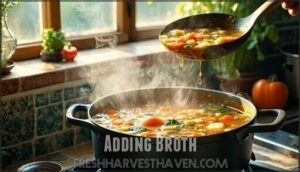 adding broth
