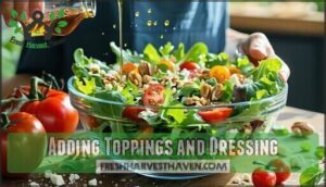 adding toppings and dressing