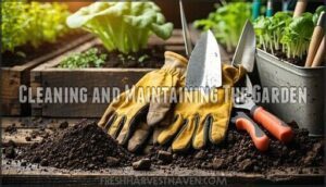 cleaning and maintaining the garden