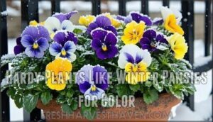 hardy plants like winter pansies for color