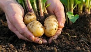 harvesting new potatoes