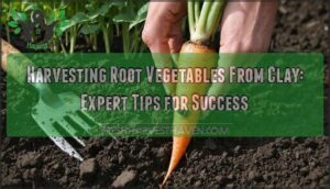 harvesting root vegetables from clay
