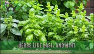 herbs like basil and mint