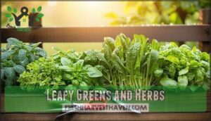leafy greens and herbs