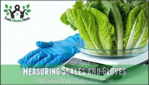 measuring scales and gloves