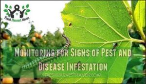monitoring for signs of pest and disease infestation