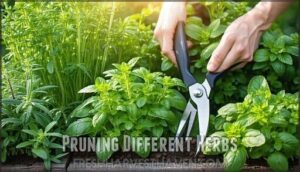 pruning different herbs