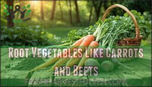 root vegetables like carrots and beets
