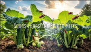 squash bugs and spider mites