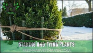 staking and tying plants