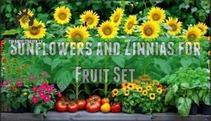 sunflowers and zinnias for fruit set