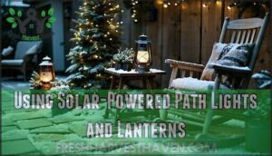 using solar-powered path lights and lanterns
