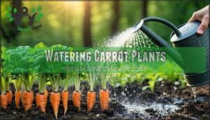 watering carrot plants
