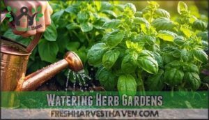 watering herb gardens