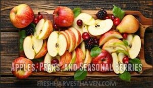 apples, pears, and seasonal berries