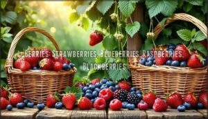 berries: strawberries, blueberries, raspberries, blackberries