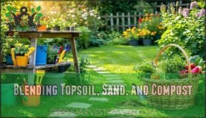 blending topsoil, sand, and compost