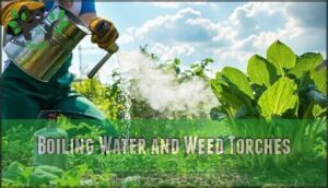 boiling water and weed torches