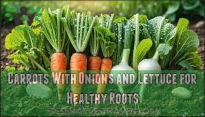 carrots with onions and lettuce for healthy roots