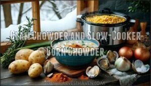 clam chowder and slow-cooker corn chowder