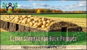 clamp storage for bulk produce