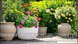 container gardening with light-colored pots