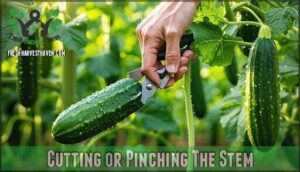 cutting or pinching the stem