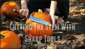 cutting the stem with sharp tools