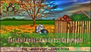 fallen leaves and grass clippings