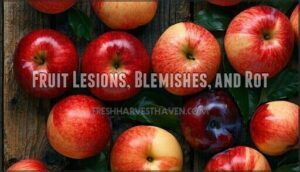 fruit lesions, blemishes, and rot