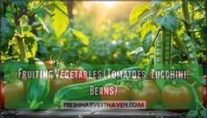 fruiting vegetables (tomatoes, zucchini, beans)