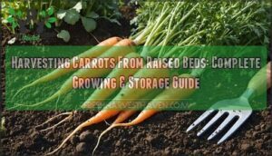 harvesting carrots from raised beds