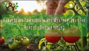 harvesting tomatoes in hot weather
