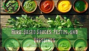 herb-based sauces, pestos, and dressings