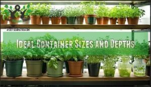 ideal container sizes and depths