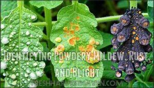 identifying powdery mildew, rust, and blight