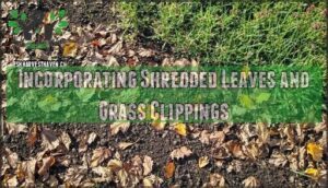 incorporating shredded leaves and grass clippings
