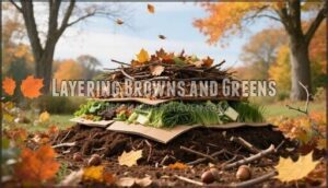 layering browns and greens