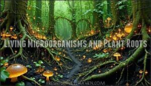 living microorganisms and plant roots