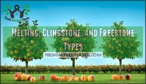 melting, clingstone, and freestone types