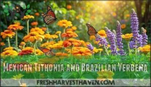 mexican tithonia and brazilian verbena