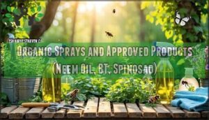 organic sprays and approved products (neem oil, bt, spinosad)