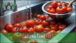 peeling tomatoes