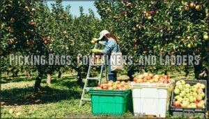 picking bags, containers, and ladders