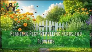 planting pest-repelling herbs and flowers