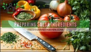 preparing salsa ingredients